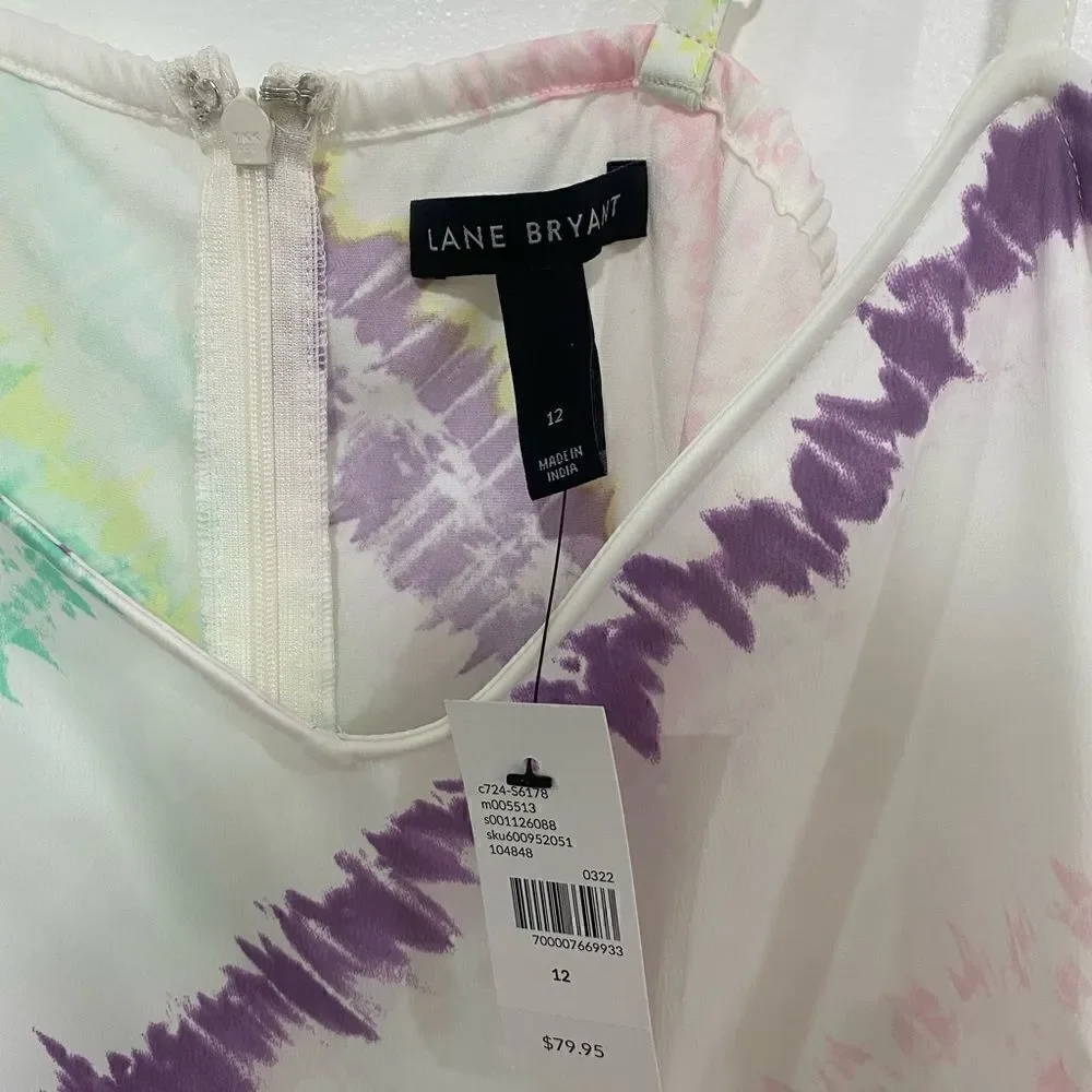 NWT lane Bryant v-neck cami slip dress tie dye - Picture 4 of 5